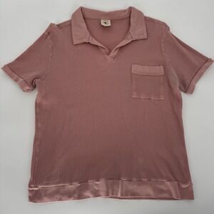 Dandy Del Mar Shirt Mens L The Cannes Polo Camp Collar Waffle Knit Spanish Rose